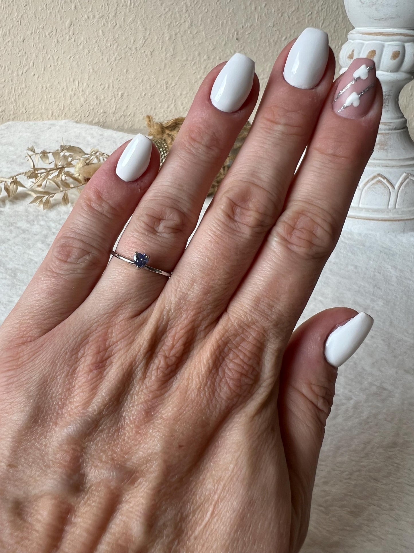 Tansanit Herz Ring – 925 Silber | Echter Tansanit | Herz Edelsteinring | Größenverstellbar | Geschenk