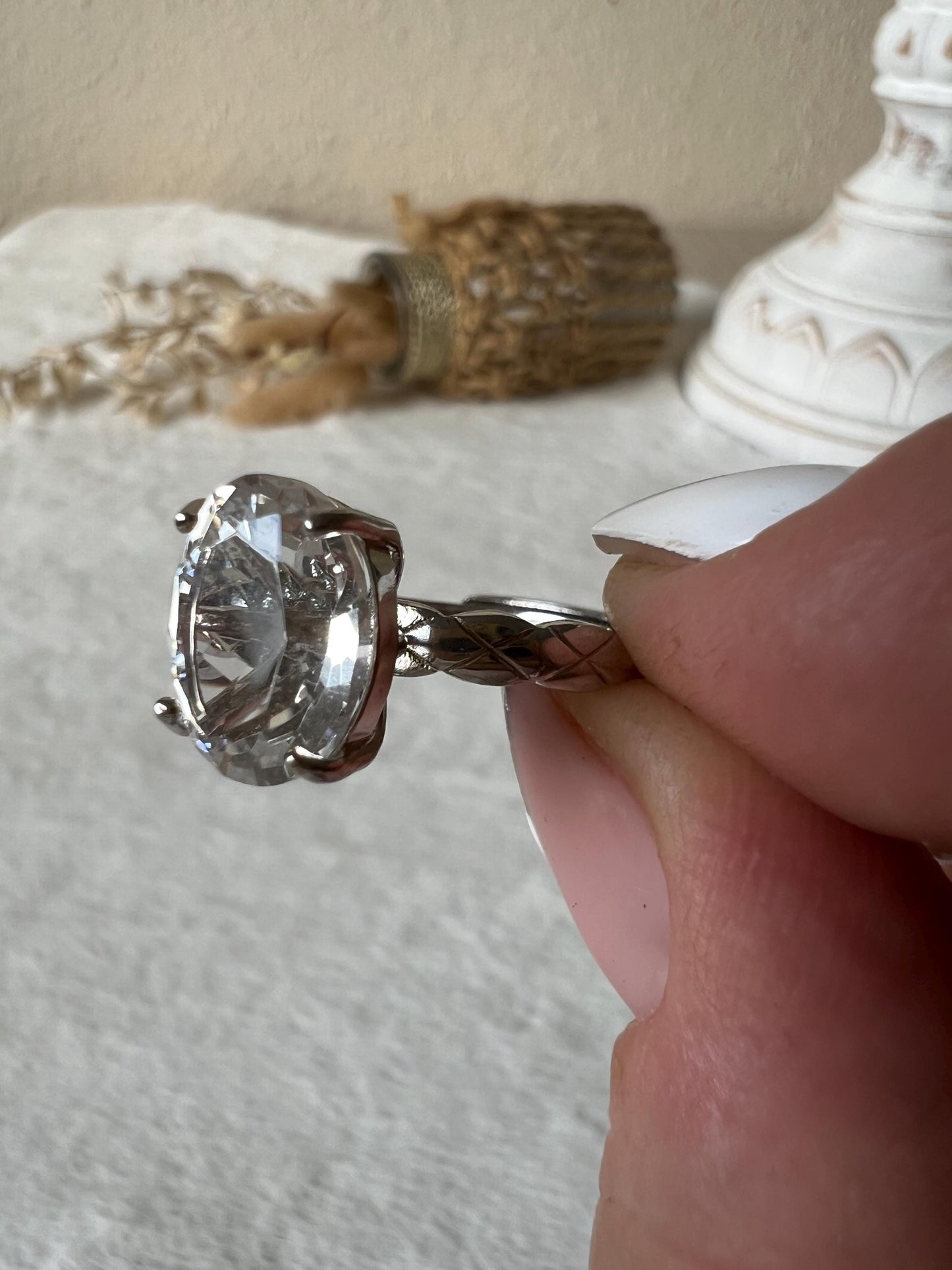 Bergkristall Ring – 925 Silber | Echter Bergkristall | Edelsteinring | Größenverstellbar | Geschenk