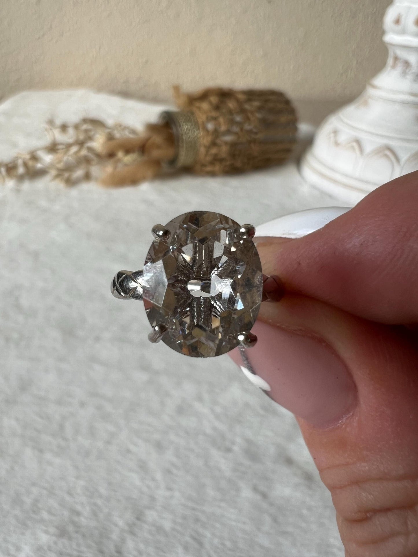 Bergkristall Ring – 925 Silber | Echter Bergkristall | Edelsteinring | Größenverstellbar | Geschenk