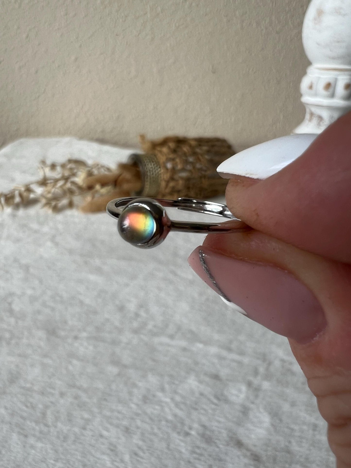 Madagaskar Mondstein Ring – 925 Silber | Echter Madagaskar Mondstein | Edelsteinring | Größenverstellbar | Geschenk