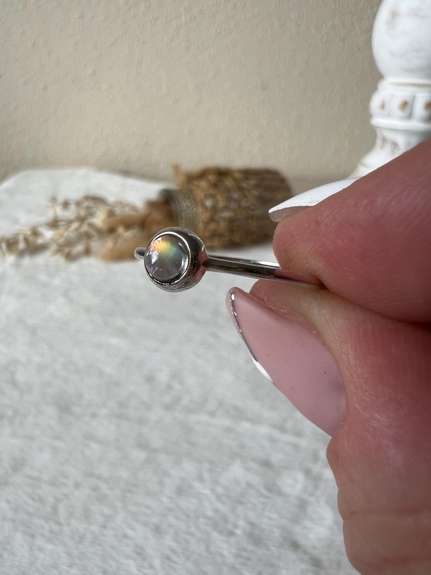 Madagaskar Mondstein Ring – 925 Silber | Echter Madagaskar Mondstein | Edelsteinring | Größenverstellbar | Geschenk