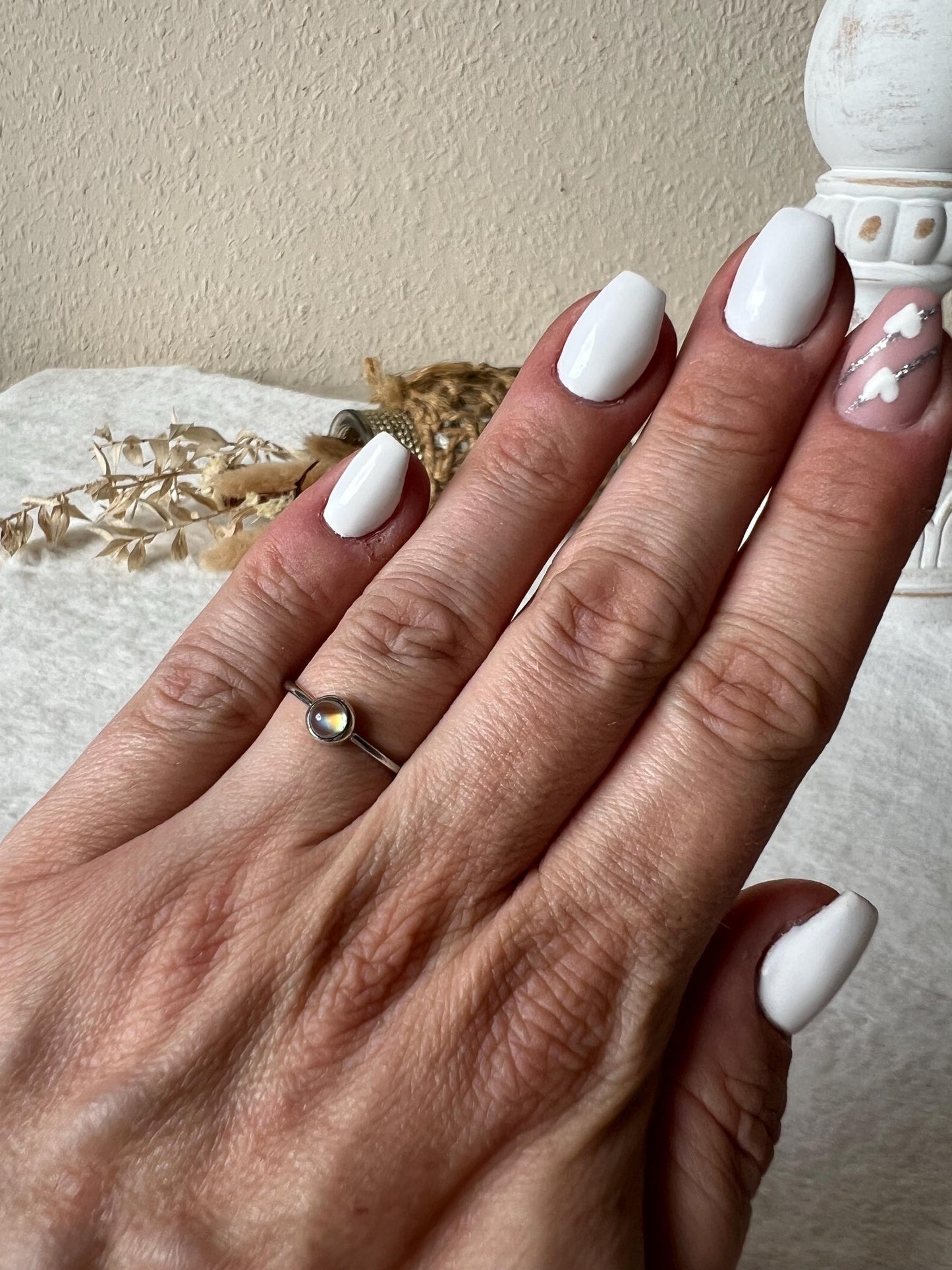 Madagaskar Mondstein Ring – 925 Silber | Echter Madagaskar Mondstein | Edelsteinring | Größenverstellbar | Geschenk