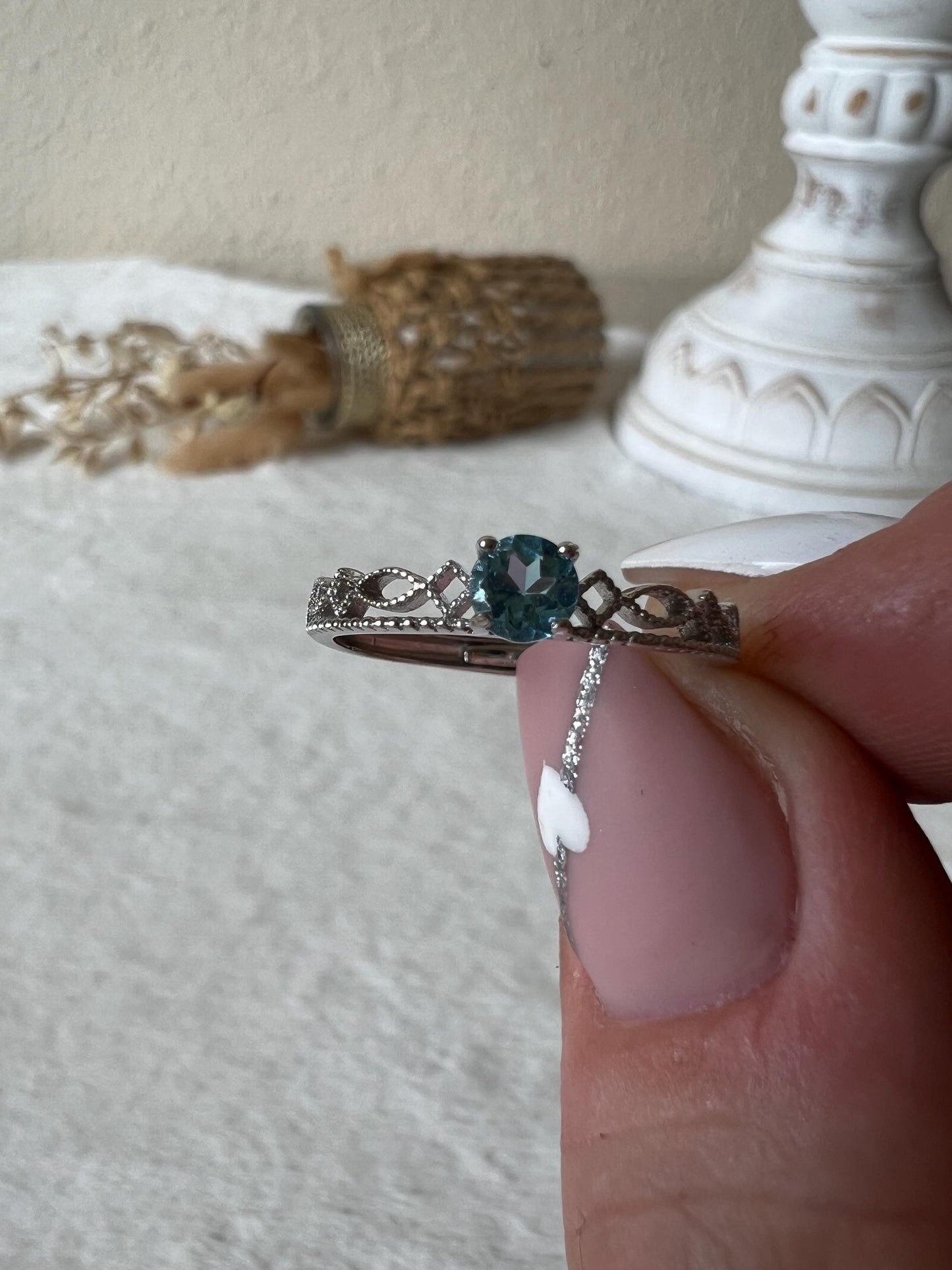 925 Silber Topas Ring – Größenverstellbar | Echter blauer Topas | Eleganter Edelsteinring | Verstellbarer Silberring | Geschenk für Sie