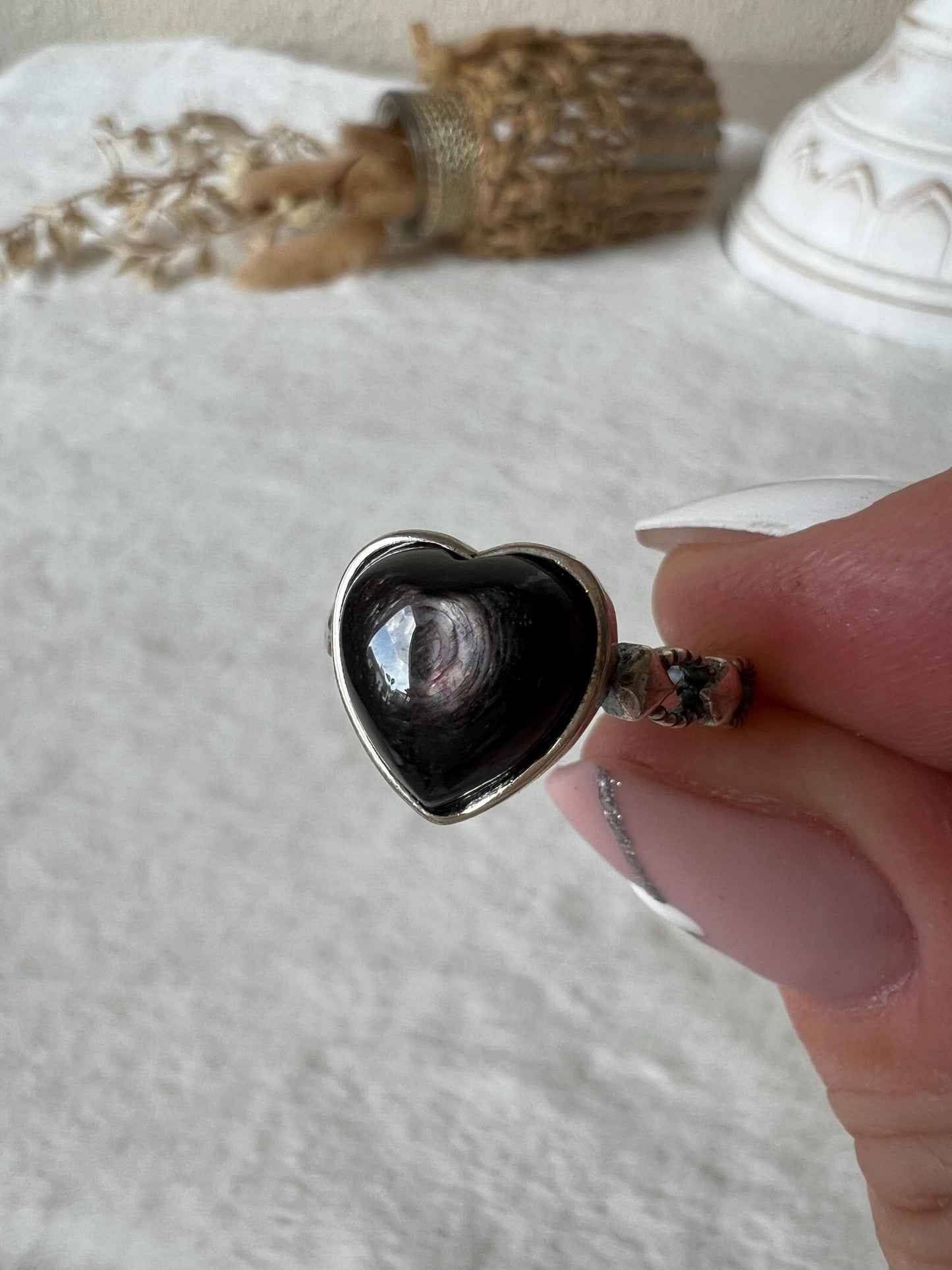 Hypersthen Herz Ring 925 Silber | Echter Hypersthen | Herz Edelsteinring | Sterling Silber | Geschenk für Damen