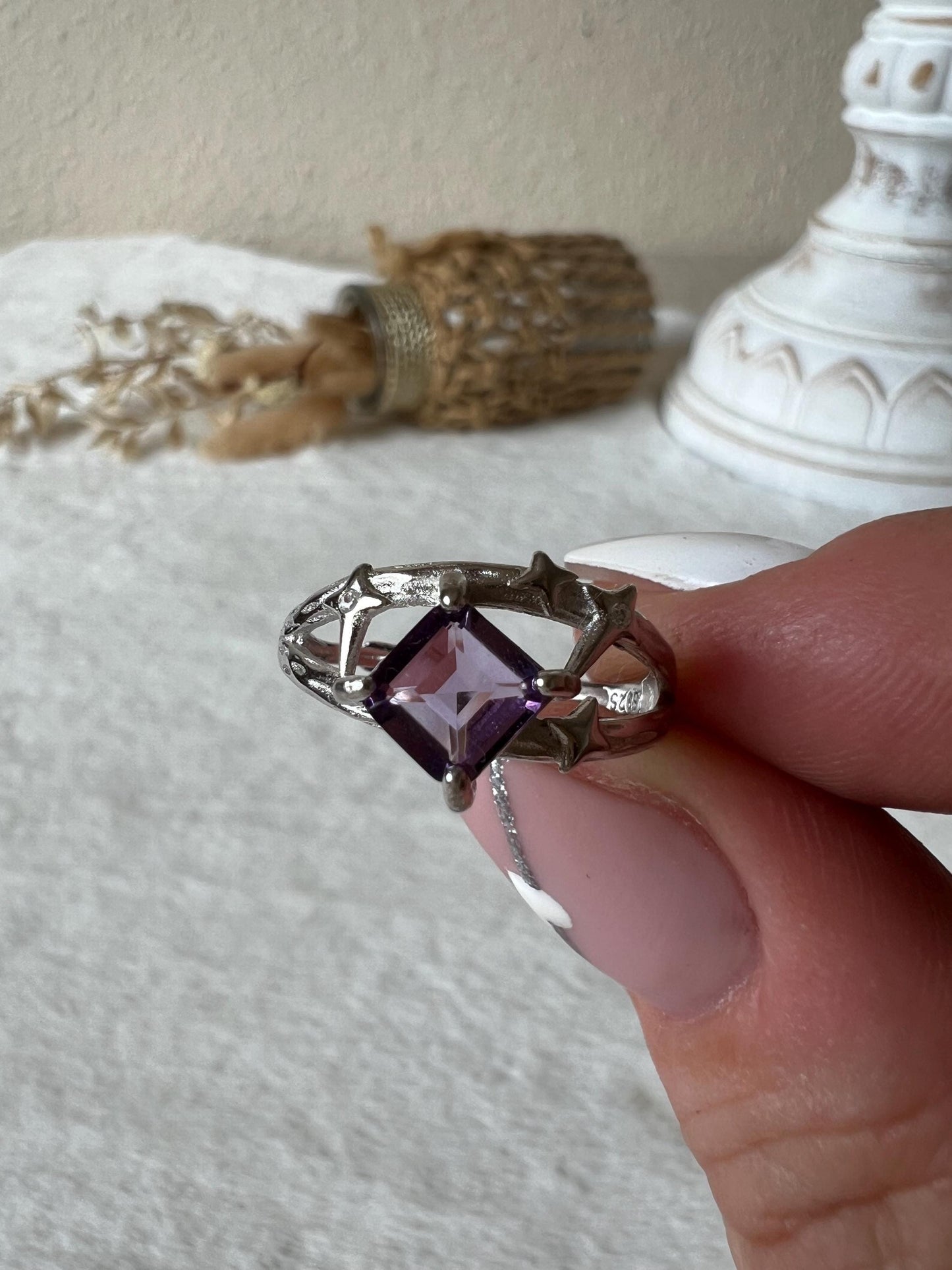 Amethyst Sternenring – 925 Silber | Echter Amethyst | Edelsteinring | Geschenk