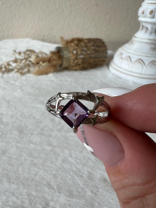 Amethyst Sternenring – 925 Silber | Echter Amethyst | Edelsteinring | Geschenk