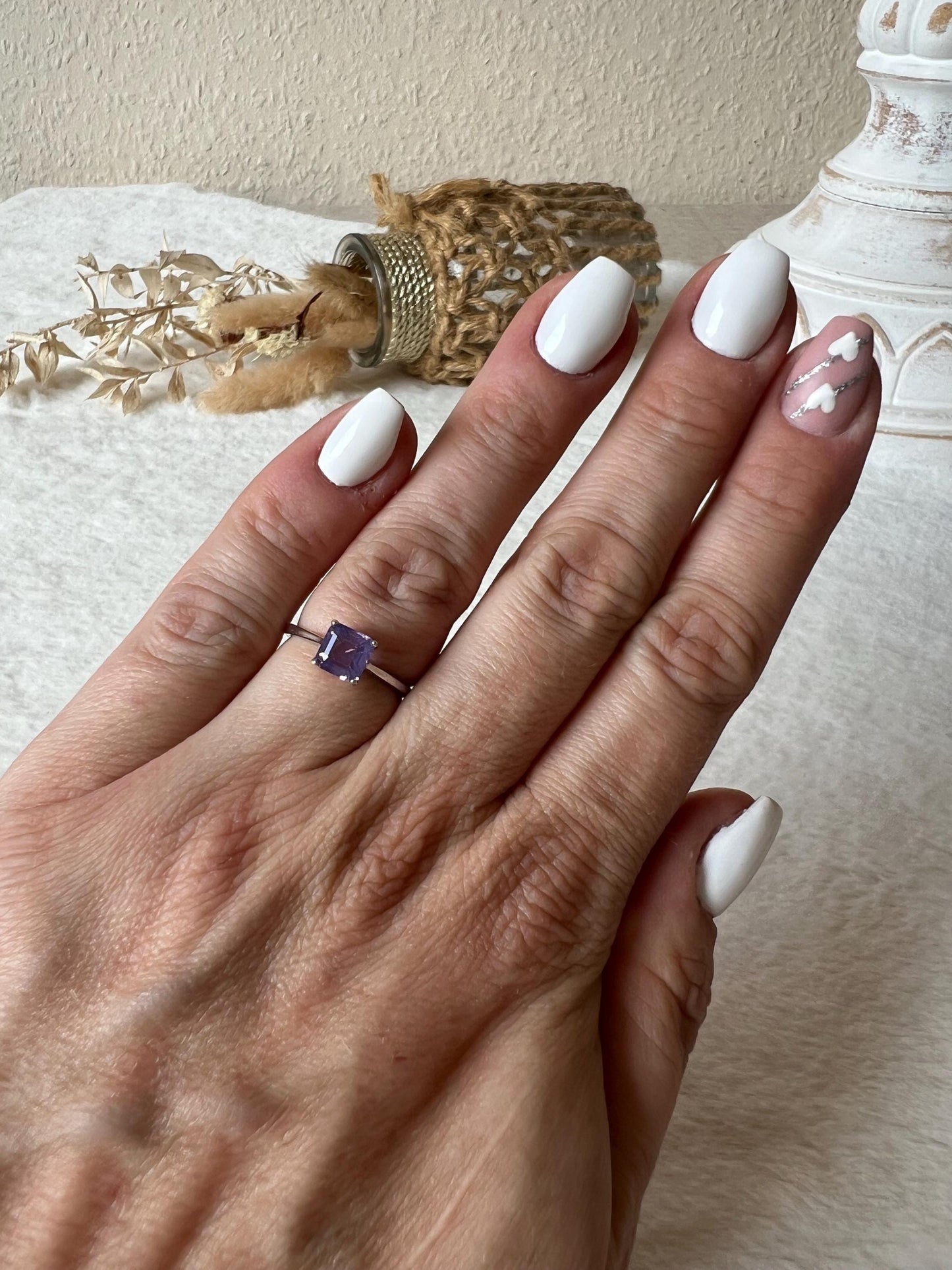 Lavendel Mondquarz Ring – 925 Silber | Echter Lavendel Mondquarz | Edelsteinring | Geschenk