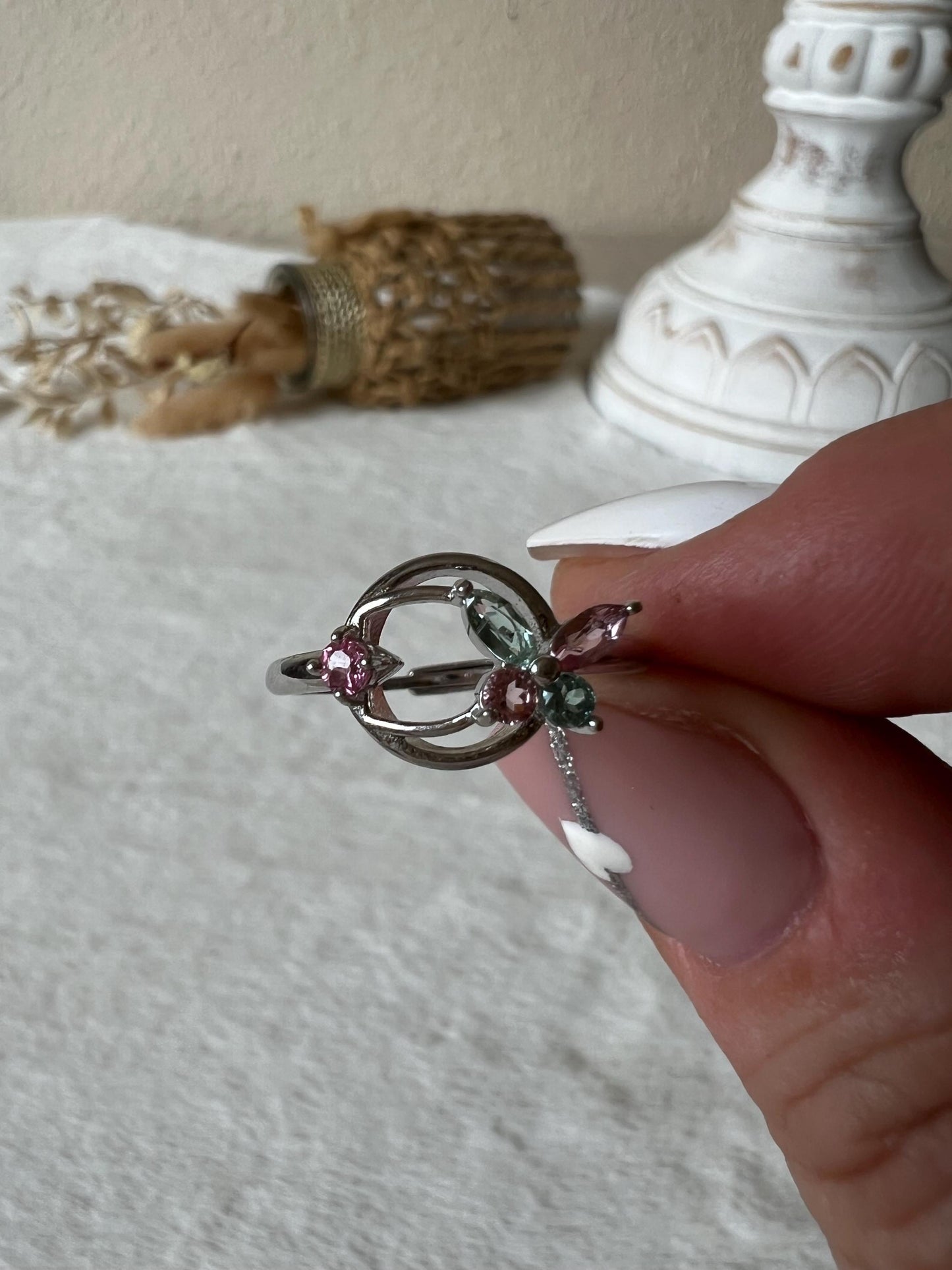 Bunter Turmalin Ring – 925 Silber | Rosa,blau,grün,pink,gelber Turmalin | Echter Turmalin | Edelsteinring