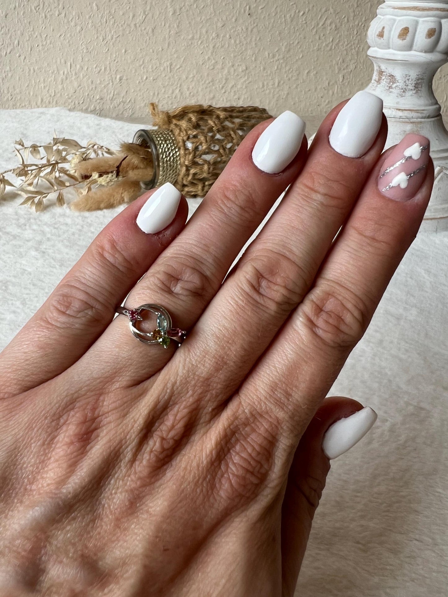 Bunter Turmalin Ring – 925 Silber | Rosa,blau,grün,pink,gelber Turmalin | Echter Turmalin | Edelsteinring