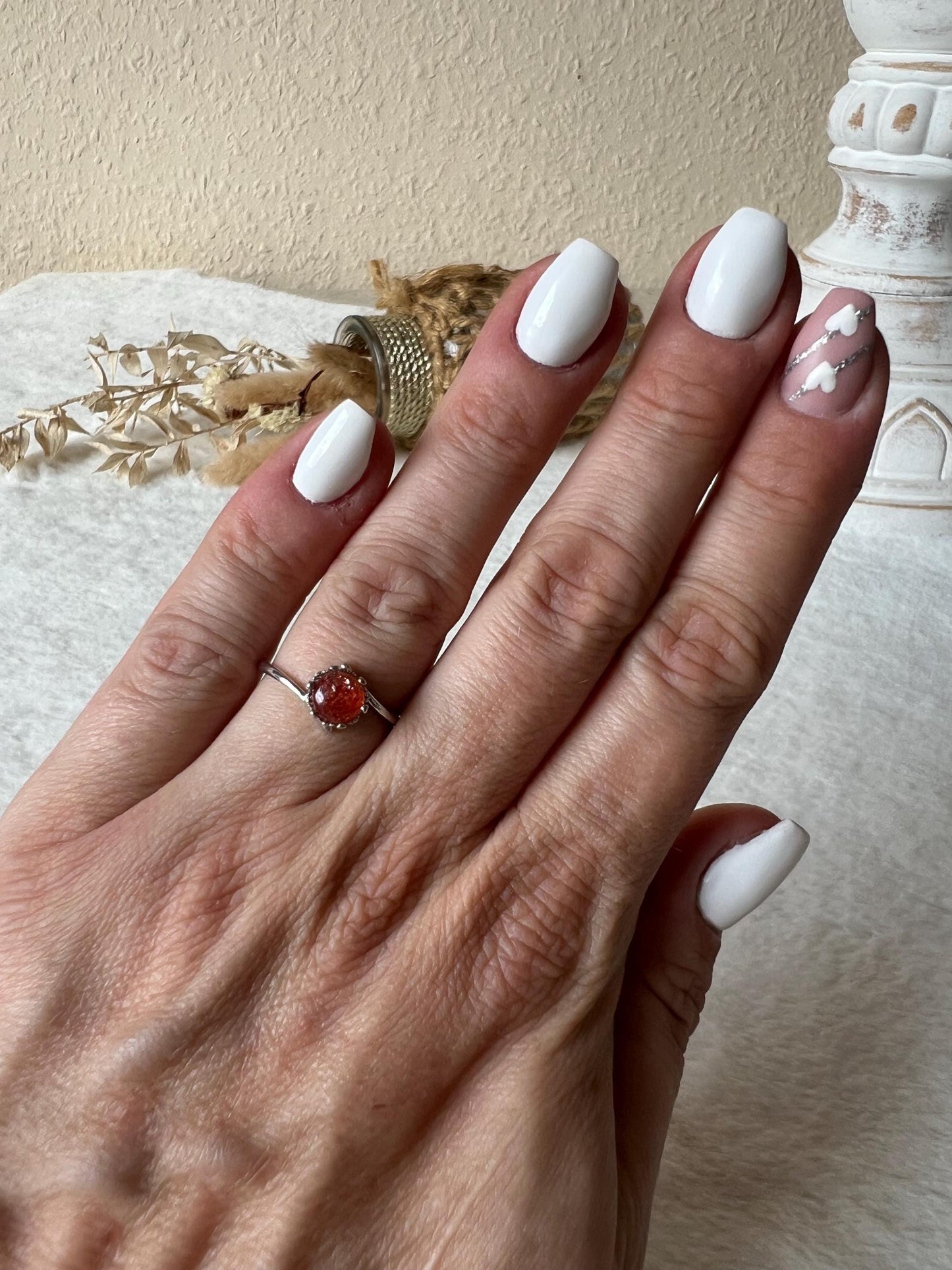 Sonnenstein Ring aus 925 Silber | Echter Sonnenstein | Edelstein Ring | Kristallschmuck | Geschenk | Größenverstellbar