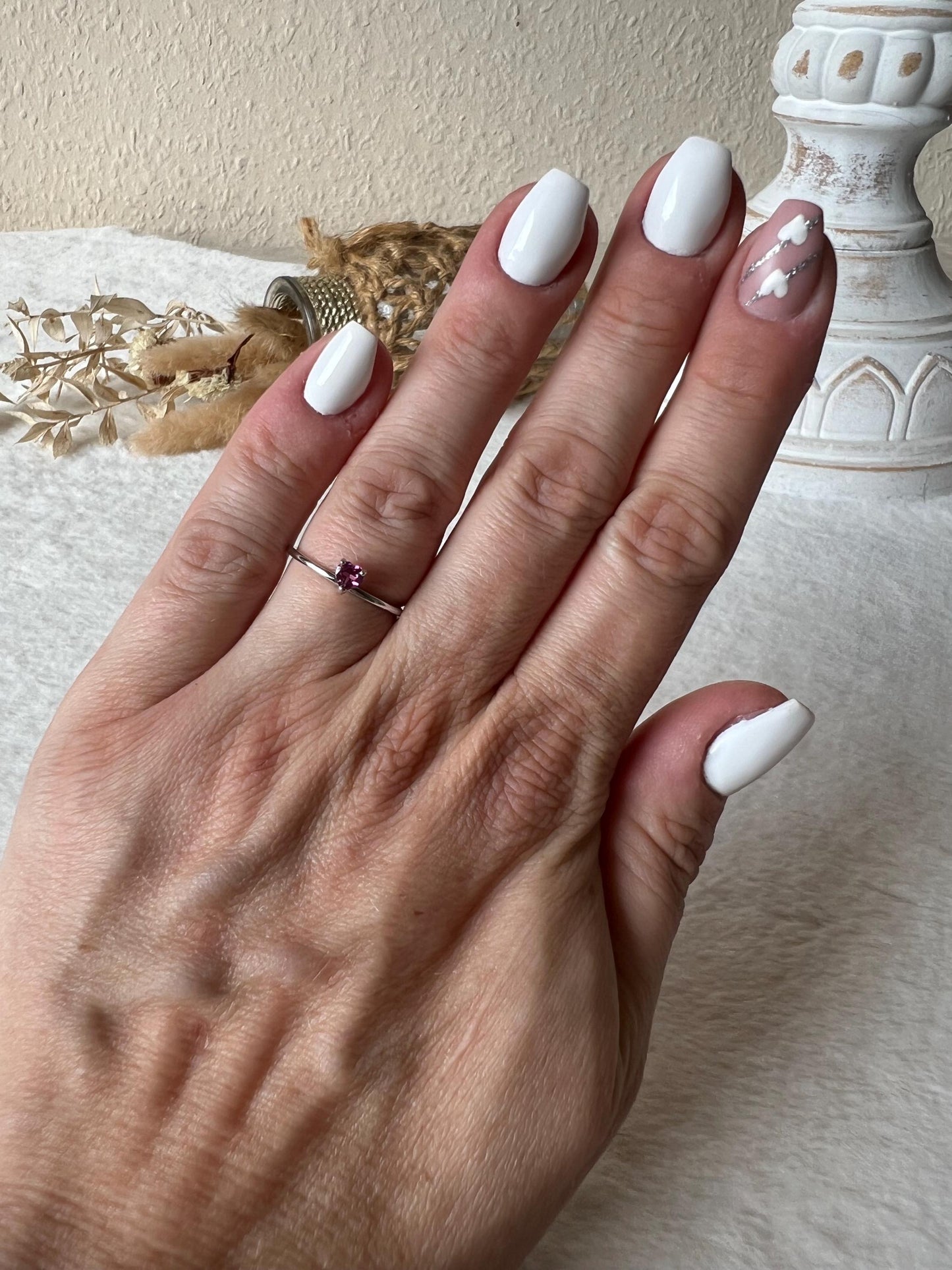 Pinker Granat Herz Ring – 925 Silber | Echter Granat | Herz Edelsteinring | Größenverstellbar | Geschenk