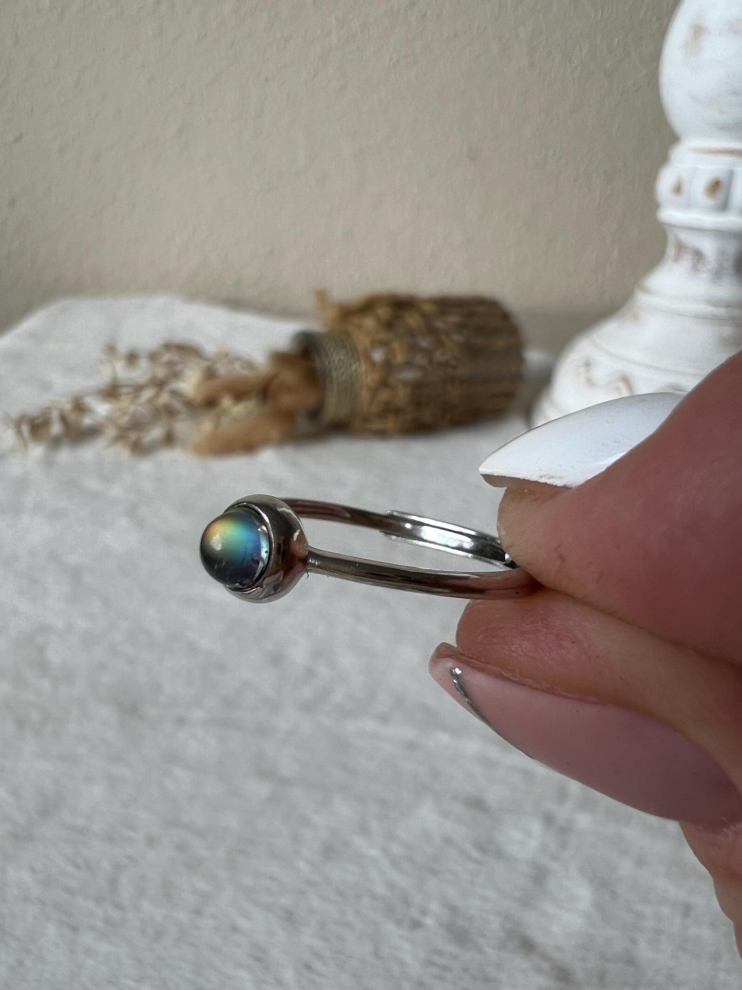 Madagaskar Mondstein Ring – 925 Silber | Echter Madagaskar Mondstein | Edelsteinring | Größenverstellbar | Geschenk